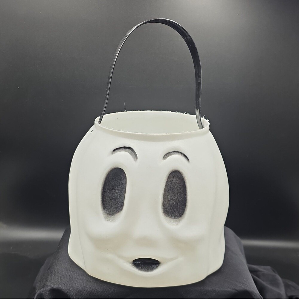 Vintage Halloween Empire Blow Mold Ghost Face Candy Bucket Pail #024633 5 70s